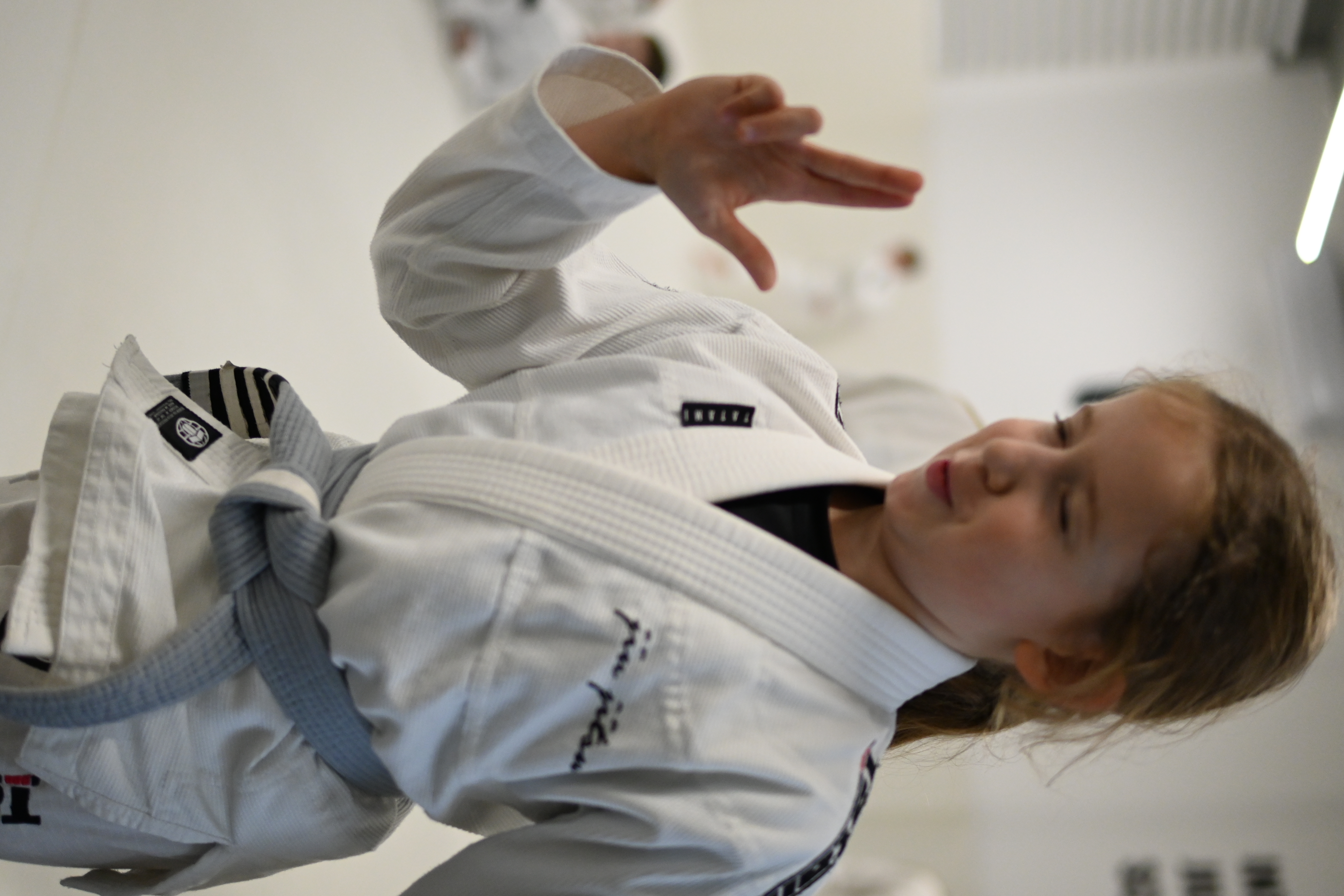 Young girl focused in class