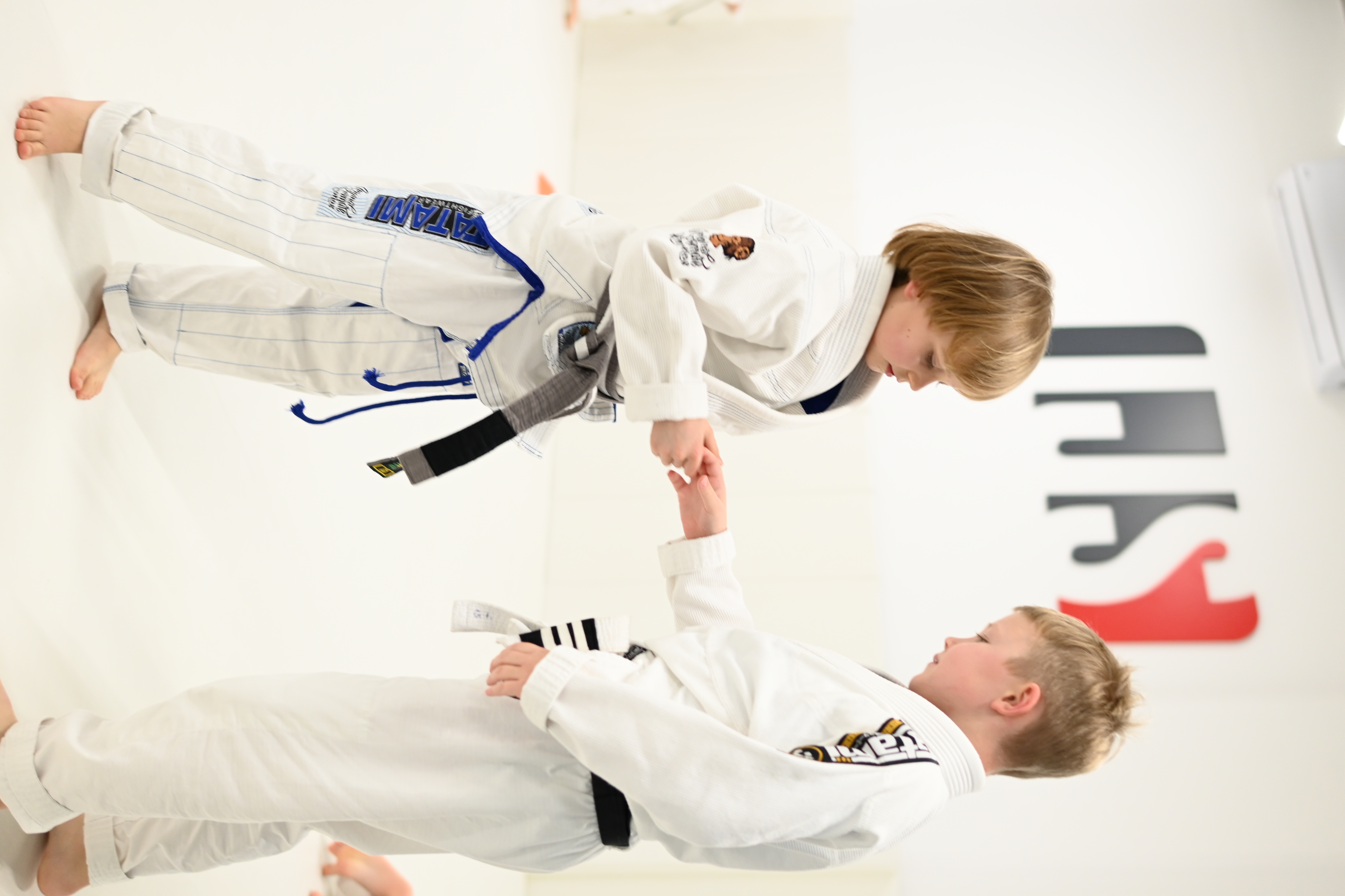 Two young students before sparring